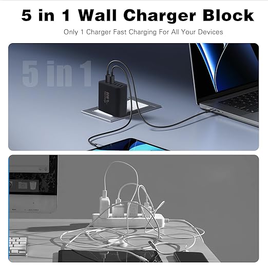 USB C Super Fasr Charger Block, 60W 5Port iPhone Charger Fast Charging - Image 6