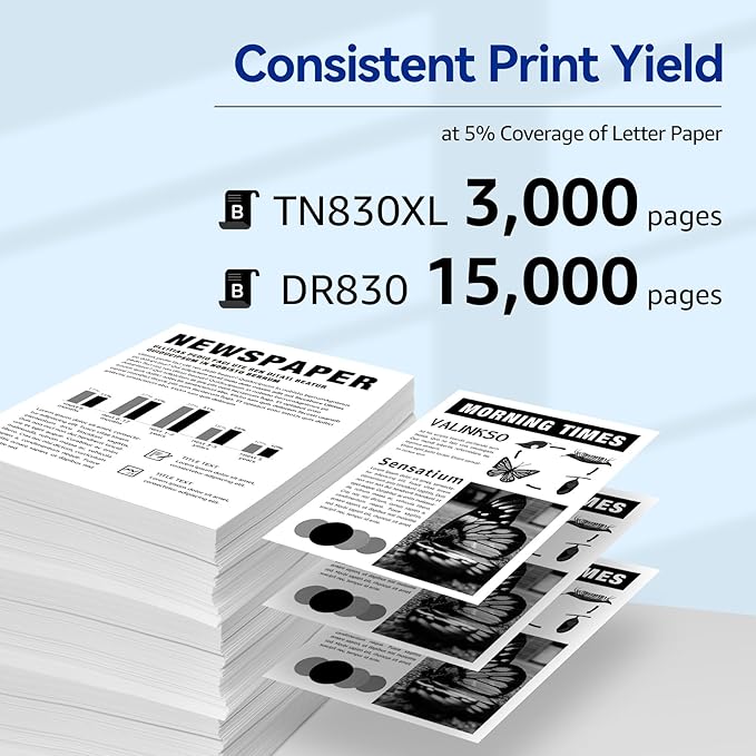 Valinkso TN830XL Toner Cartridge and DR830 Drum Unit Compatible - Image 2