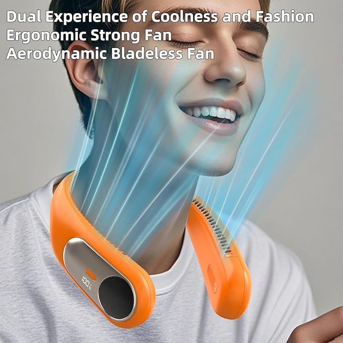 Portable Neck Fan, Personal Wearable Bladeless Fan, LED Display, 6000mAh USB - Image 5