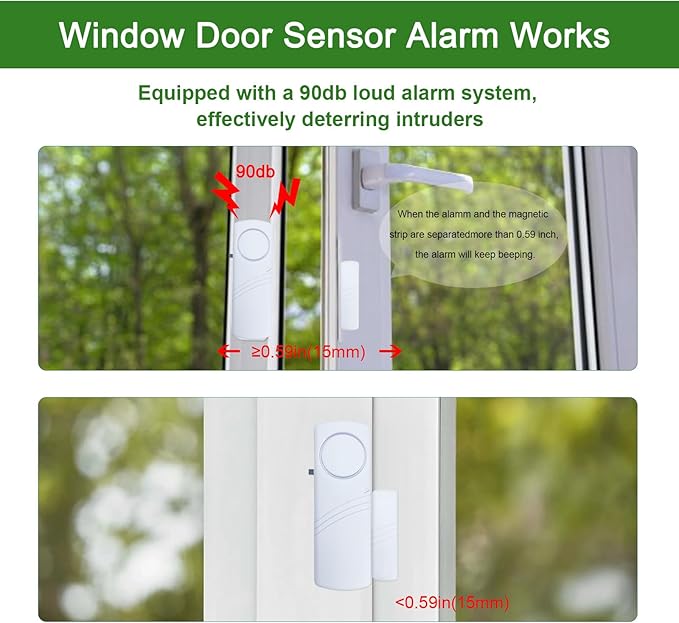 Door Window Alarm, 90dB Door Alarms Sensor - Image 3