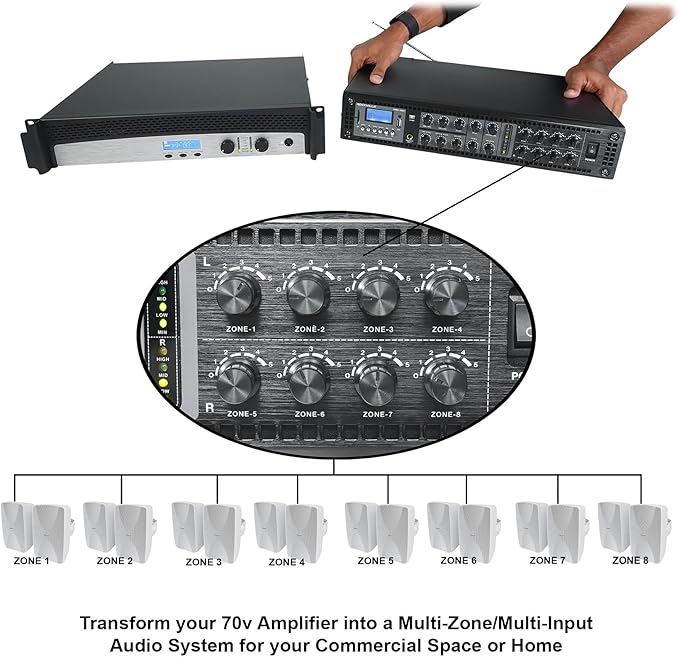 Rockville PRE-70V 8-Zone Stereo Preamp Mixer - Image 2