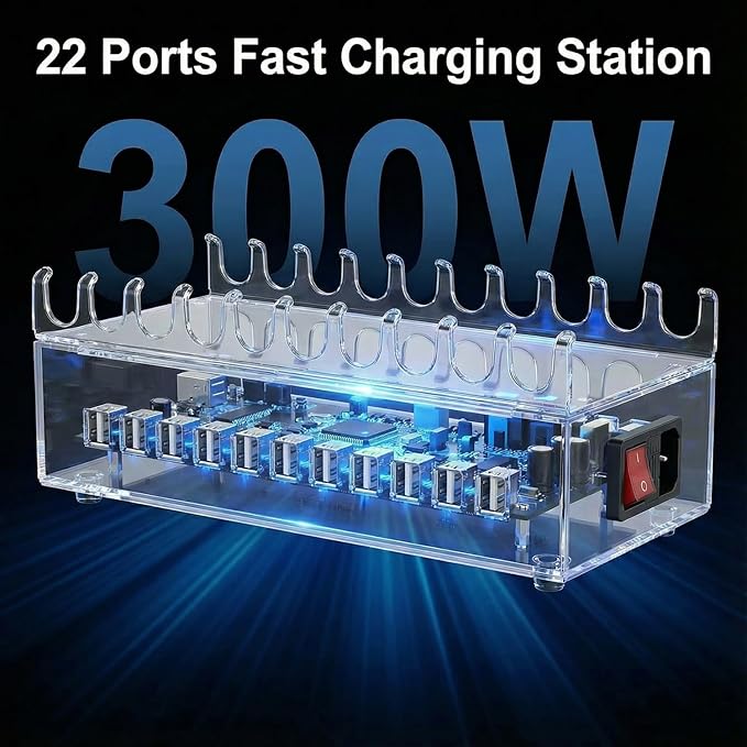 300W Charging Station for Multiple Devices, 22-Port Charger Stations for iPad - Image 3
