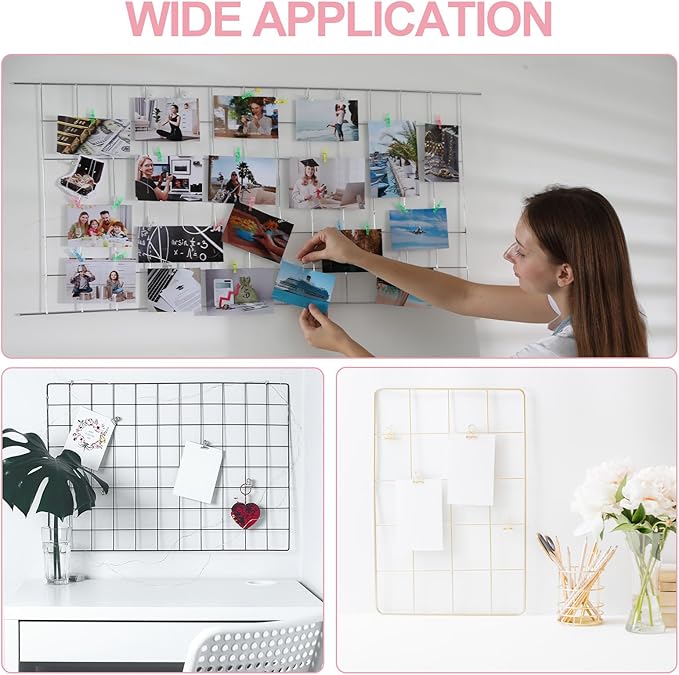 PATIKIL 8"x8" Wire Grid Panel, 2 Pack Board Photo Pictures Memo Display Grid - Image 7
