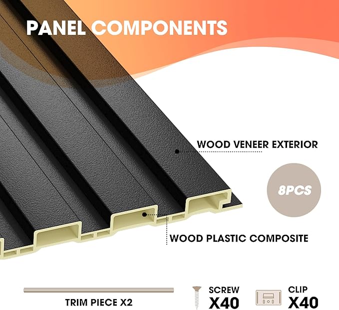 OUZUGIE WPC Acoustic Slat Wall Paneling, Living Room, TV Background, Study Room - Image 4