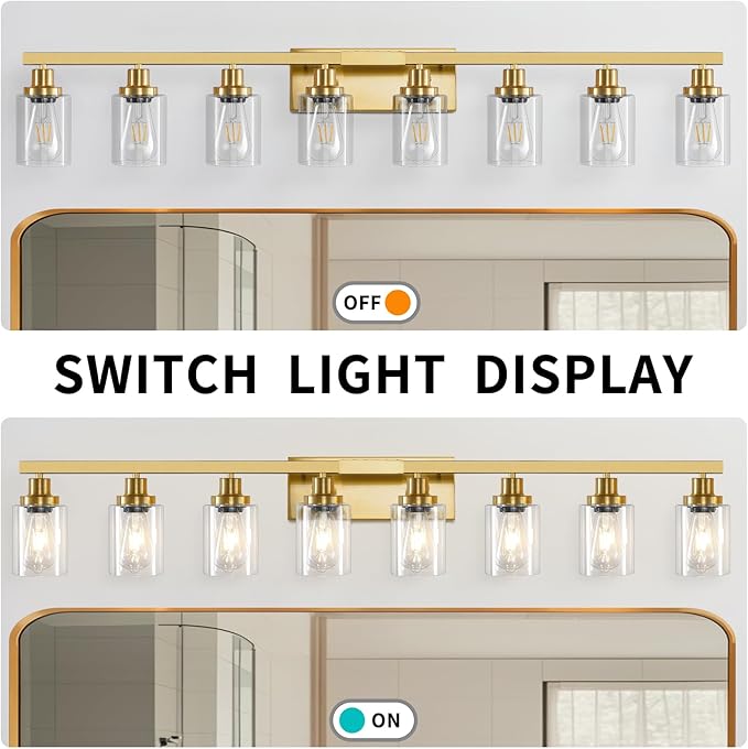 DIKAIDA 8 Light Gold Vanity Lights Over Mirror, 52inch Gold Bathroom Light - Image 5