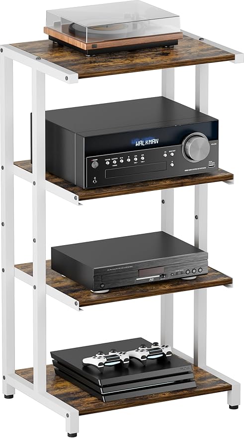 Ardier 4-Tier Wooden Media Stand, AV Media Stand Corner Shelf by Ardier