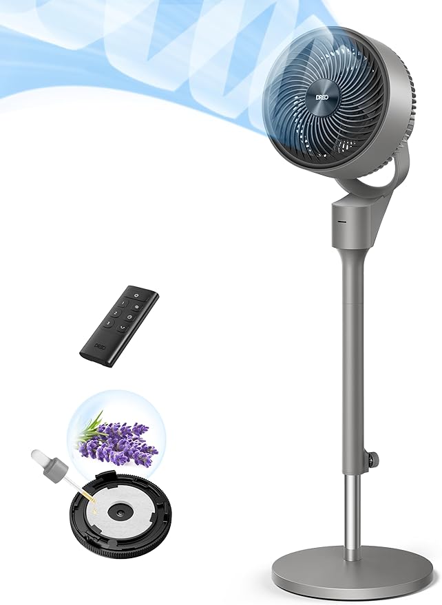 Dreo Fan for Bedroom, 80° Oscillating Standing Fan, 25dB Quiet, 80ft Pedestal by DREO