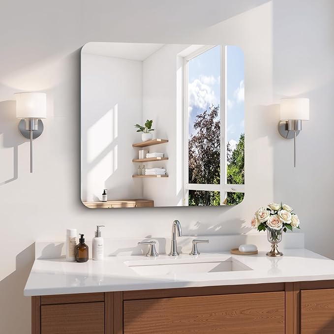 CILIBER Frameless Wall Mirror, HD Shatterproof Vanity Mirror by CILIBER