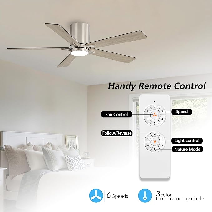 WINGBO 48" DC Flush Mount Ceiling Fan - Image 2