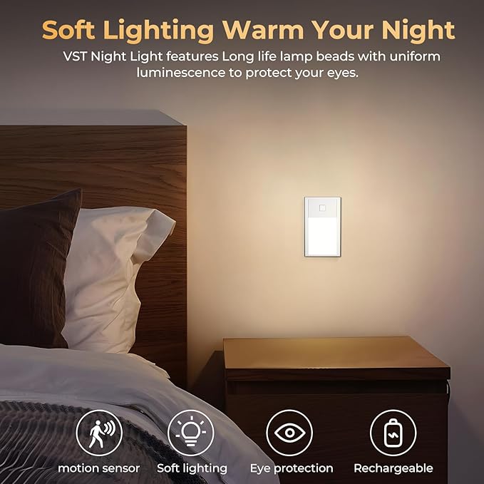 VST Motion Sensor Step Night Light, Rechargeable Battery Powered Led Light - Image 2