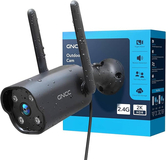 GNCC 2K Outdoor Security Camera, IP65 Weatherproof, Night Vision, Motion Sound by GNCC
