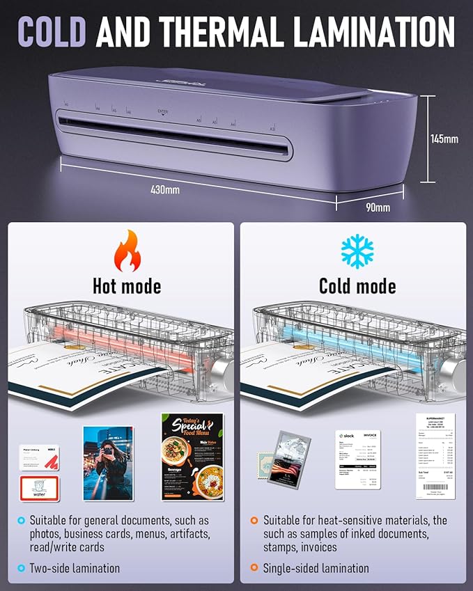 Laminator Machine 13 Inch Wide Thermal Lamination 9 in 1 Cold Hot A3 Laminating - Image 5