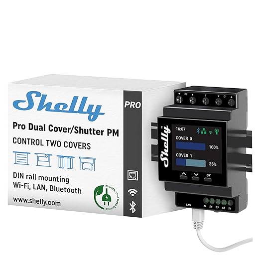 Shelly Pro Dual Cover/Shutter PM | LAN and Wi-Fi Connection, Professional DIN by Shelly