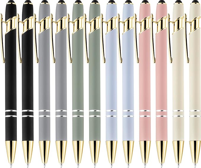 LINFANC 12 Pack Morandi Gold Ballpoint Pen by LINFANC