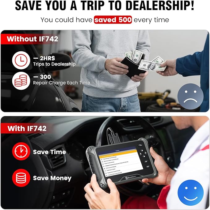 2026 BOSSCOMM IF742 OBD2 Scanner, ABS/SRS/Transmission/Check Engine Code Reader - Image 5