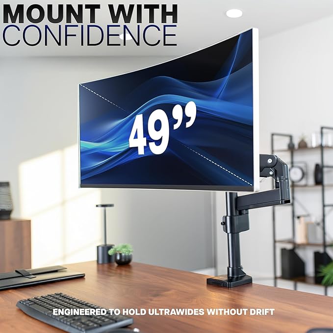 VIVO Premium Aluminum Single Screen Pneumatic Spring Monitor Arm Desk Mount - Image 4