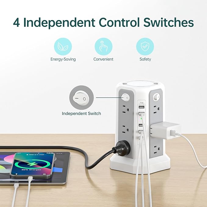 PASSUS Surge Protector Power Strip - Image 5