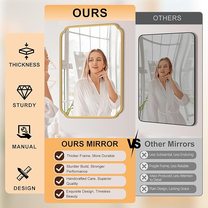 28"x36" Gold Bathroom Mirror - Image 7