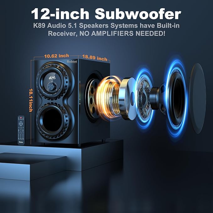 Bobtot Home Theater Sound System 5.1 Surround Sound Systems - Image 2