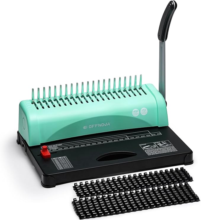 OFFNOVA Binding Machine, 21-Hole 450 Sheets Paper Comb Punch Binder Machine by OFFNOVA