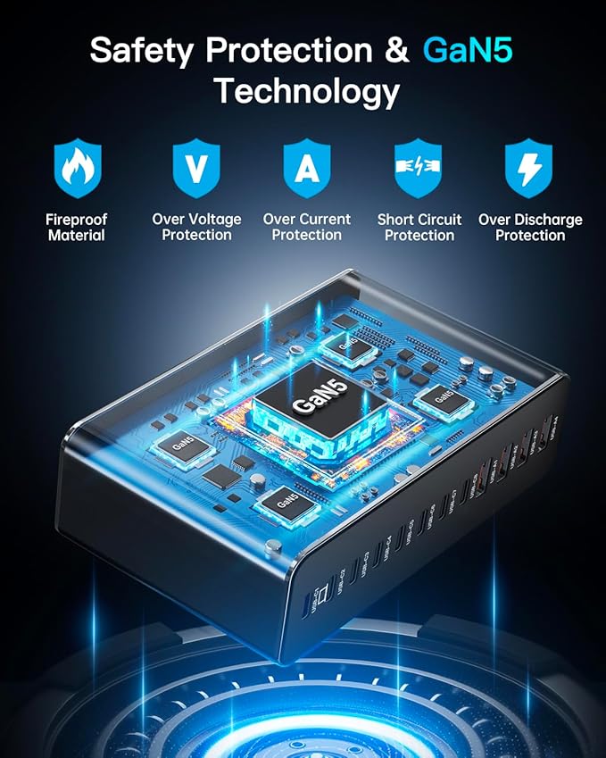 Aluminum Alloy 380W Charging Station Fast USB C Charger Block 12 Ports 65W - Image 6
