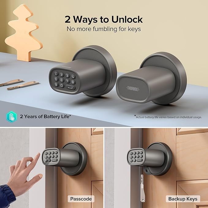 ThorBolt Door Lock Knob with Keypad Keyless Entry Door Knob Electric Coded - Image 2