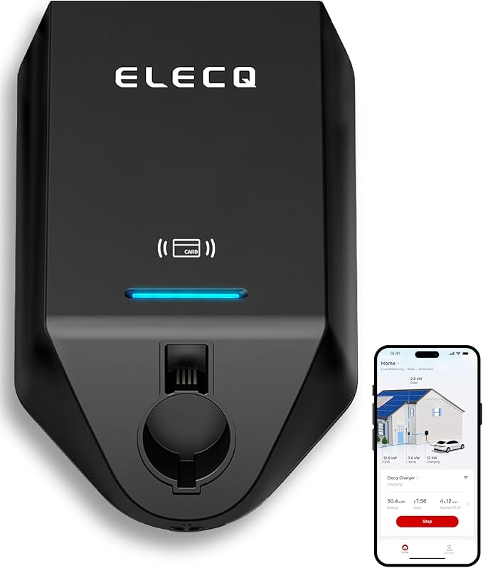 ELECQ Home EV Charger Level 2, Active Load Management, Solar Charging Modes by ELECQCharger