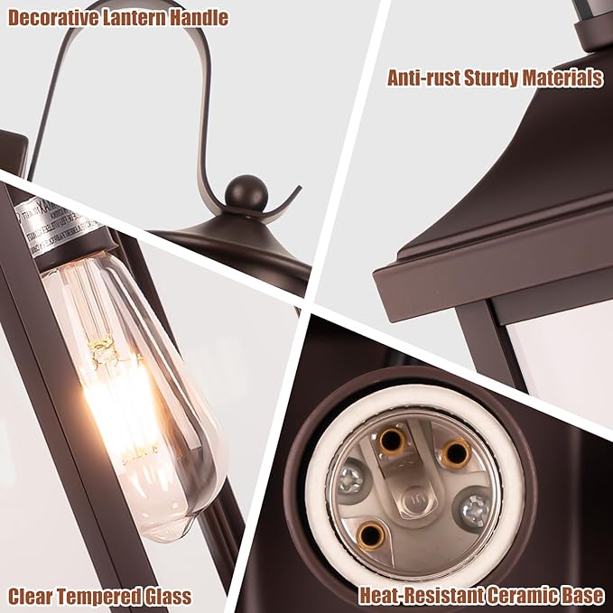 Roravilila 1-Pack 18 Inch Oil Rubbed Bronze Motion Sensor Outdoor Wall Lantern - Image 7
