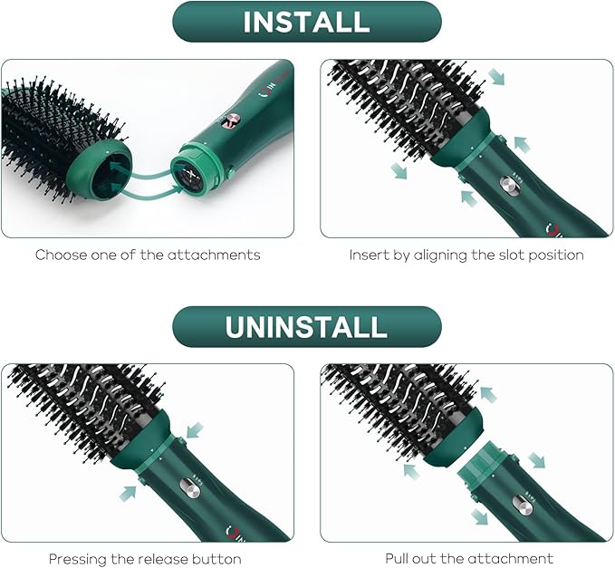 IG INGLAM Hair Dryer Brush, 4-in-1 Detachable Blow Dryer Brush, Ionic Diffuser - Image 3