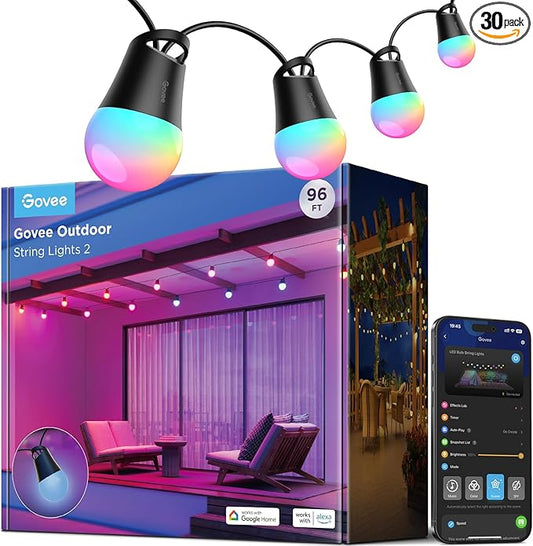 Govee Smart Outdoor String Lights 2, 96ft RGBIC Outdoor Lights by Govee