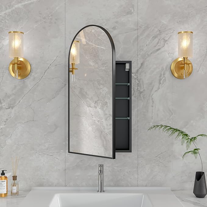 16 x 32 Black Bathroom Medicine Cabinet by FunFurnitureFollowLife