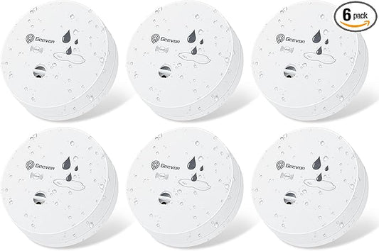Geevon 6 Pack Water Leak Detectors, 100dB Water Sensor Alarms Flood Detector by GEEVON