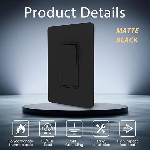 ThunderWay Matte Black 3 Way Decorative Light Switch - Image 2