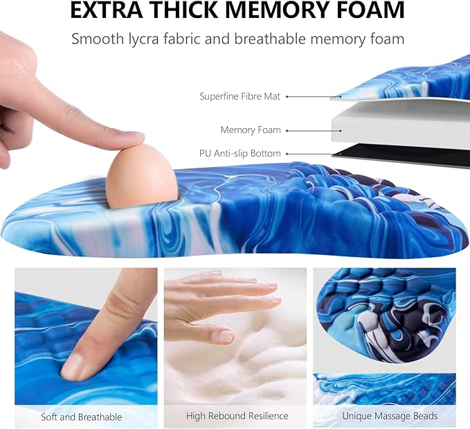 Mouse Pad Wrist Support, Laokiiy 2 in1 Keyboard Wrist Rest+ Ergonomic Mouse Pad - Image 3