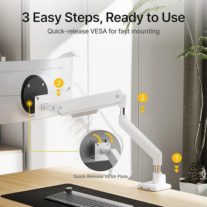 monTEK Single Monitor Arm with USB - Image 3