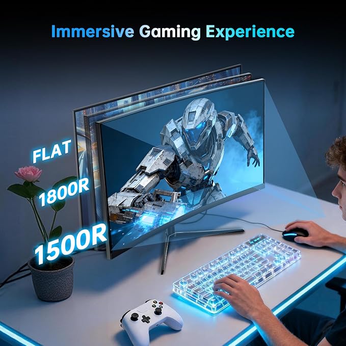 KTC 24 Inch 240Hz Curved Gaming Monitor, FHD 1080p 1500R 1ms Computer Monitor - Image 6