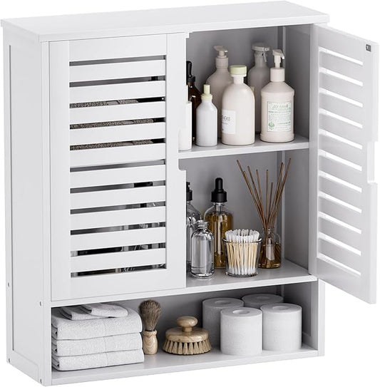 SMIBUY Bathroom Cabinet Wall Mounted, Bamboo Over-The-Toilet Storage Organizer by SMIBUY