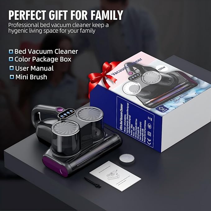 JPHYLL Mattress Vacuum Bed Vacuum Cleaner 16Kpa Suction 253.7nm UV-C Light - Image 6