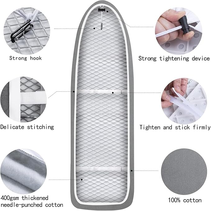 Yizunnu Ironing Board Cover and Pad, 19x55 inch Extra Large and Thick Padding - Image 5