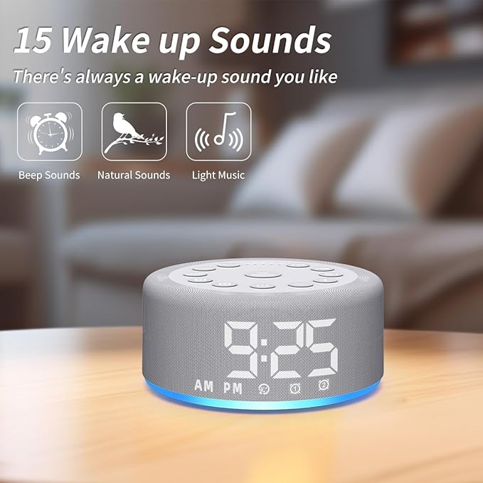 Sound Machine Alarm Clock Brown Noise White Noise Machine Night Light - Image 6