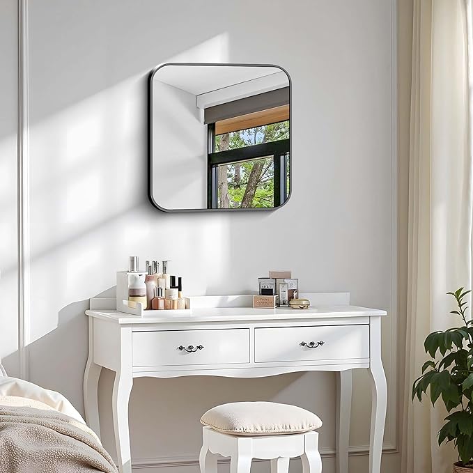 Black Bathroom Mirror, 18 x 18 inch Square Mirrors - Image 2