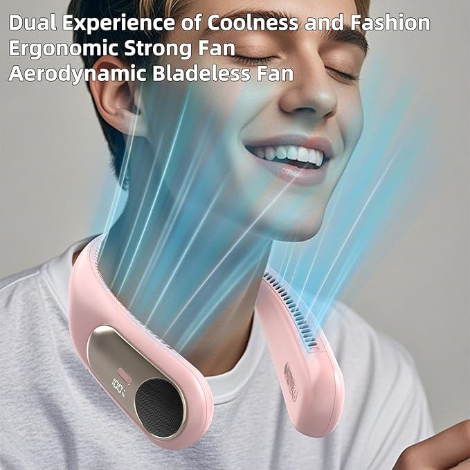 Portable Neck Fan, Personal Wearable Bladeless Fan, LED Display, 6000mAh USB - Image 7