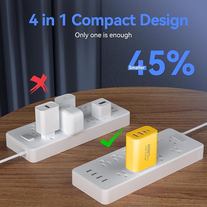 USB C Wall Fast Charger Block, 40W 4-Port Type C Chargers Fast Charging Blocks - Image 6