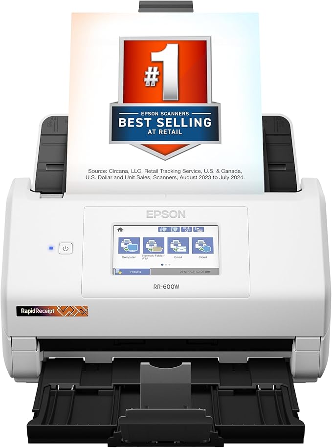 Epson RapidReceipt RR-600W Wireless Desktop Color 2-Sided Receipt & Document by Epson