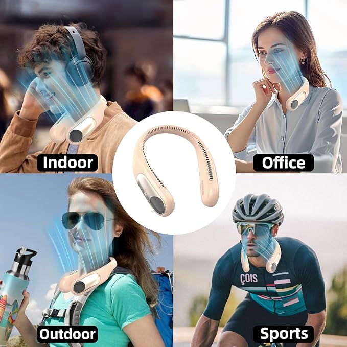 Portable Neck Fan, Personal Wearable Bladeless Fan, LED Display, 6000mAh USB - Image 7