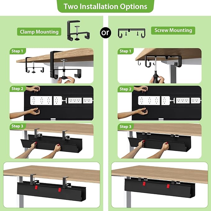 KEEGH No Drill Under Desk Cable Management Tray - Image 6
