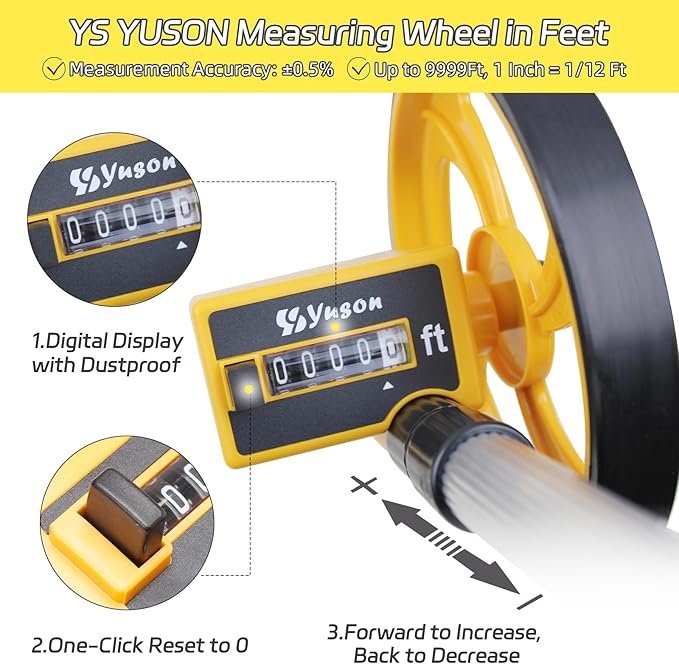 YS YUSON 6 Inch Measuring Wheel in Feet - Image 3