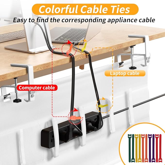 SUREUP9 No Drill Under Desk Cable Management Tray, Fabric Cable Management - Image 4