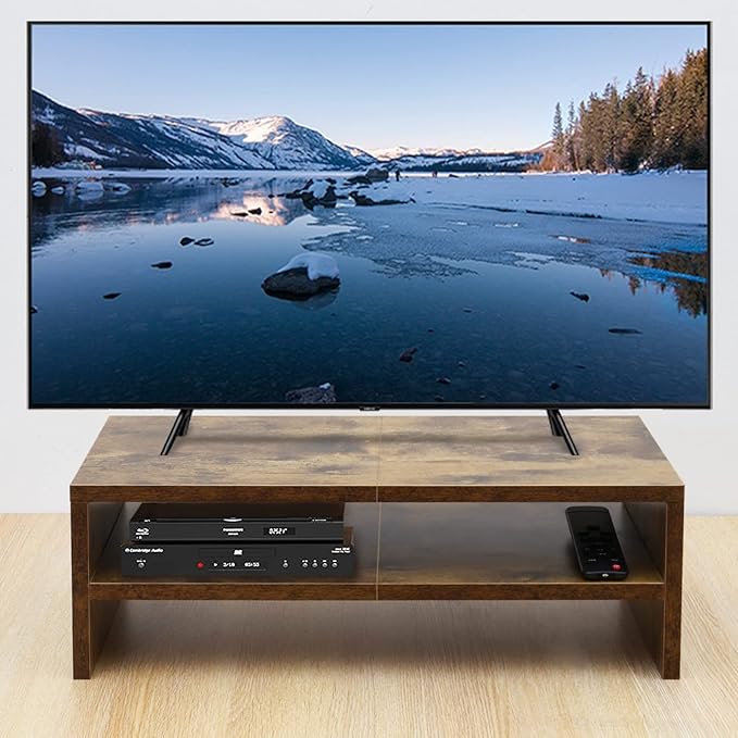 TEAMIX 2 Tier Wooden Monitor Riser Stand, Desktop Stand - Image 2
