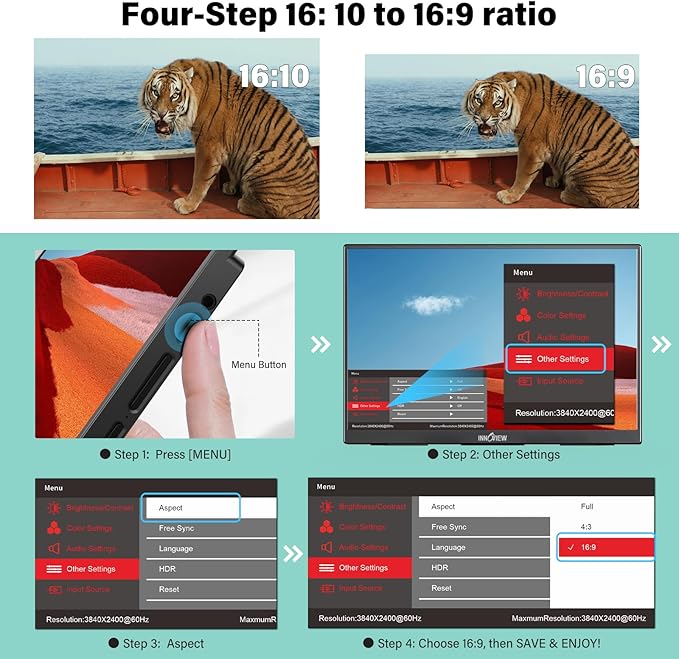 InnoView 16" 2.5K 120Hz Portable Monitor Built-in Speakers and Kickstand & VESA - Image 5